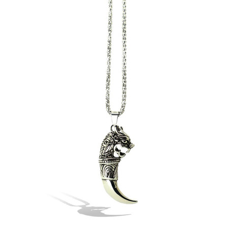 Horn Necklace // Black + Silver
