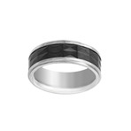 Ceramic Diamond Shaped Eternity Ring // Black + White (Size 9)