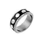 Black Shadow Dotted Design Ring // Black + White (Size 9)