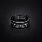 Cubic Zirconia Bead Center Set Matte Ring // Black (Size 9)