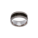 Zig Zag Design Rope Edged Ring // Black + Silver (Size 9)