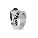 Oval Onyx + Loop Design Ring // Black + White (Size 9)