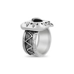 Onyx Tribal Design Ring // Black + White (Size 9)
