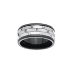Two Tone Brick Design Ring // Black + White (Size 9)