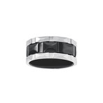 Triple Row Design Ring // Black + White (Size 9)