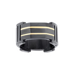 Two Tone Stripe Design Ring // Gold + Black (Size 9)