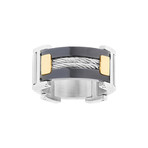 Tri Color Steel Wire Design Ring // Gold + Black + White (Size 9)