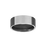 Two Tone Ribbed Design Ring // Black + White (Size 9)