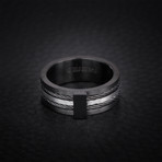 Two Tone Double Twisted Wire Ring // Black + White (Size 9)