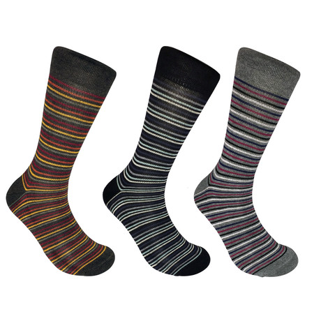 Medway Thin Stripe Socks // Set of 3 (M)
