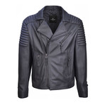 Benassi Black Zipper Leather Jacket // Black (M)