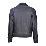Benassi Black Zipper Leather Jacket // Black (L)
