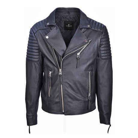 Benassi Metal Zipper Leather Jacket // Black (XS)
