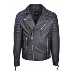 Benassi Metal Zipper Leather Jacket // Black (L)