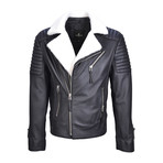 Donovan Metal Zipper Leather Jacket // Black (M)