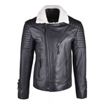 Donovan White Zipper Leather Jacket // Black (XL)