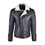 Donovan White Zipper Leather Jacket // Black (S)