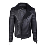 Graham Black Collar Leather Jacket // Black (XS)