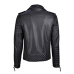 Graham Black Zipper Leather Jacket // Black (2X-Large)