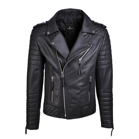 Graham Black Zipper Leather Jacket // Black (XS)