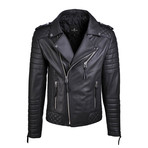 Graham Black Zipper Leather Jacket // Black (Medium)