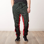 Nylon Color Blocked Track Pants // Green (XL)