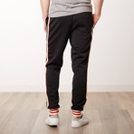 Fleece Track Pants with Side Stripes // Black (2XL)