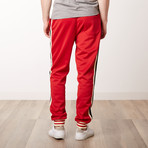 Fleece Track Pants with Side Stripes // Red (XL)