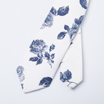Rose Skinny Tie // White + Blue