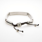 Rectangle Bar Adjustable Slider Bracelet // Black + White