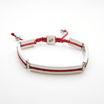Rectangle Bar Adjustable Slider Bracelet // Red + White