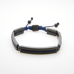 Rectangle Bar Adjustable Slider Bracelet // Black + Blue