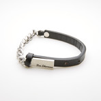 Leather Curb Chain Bracelet // Black + White