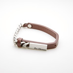 Leather Curb Chain Bracelet // Brown + White