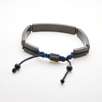 Rectangle Bar Adjustable Slider Bracelet // Black + Blue
