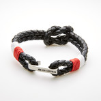 Double Layer Leather Knot Design Hook Bracelet // Red + White + Black