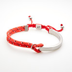 Double Layer Cord Bar Adjustable Slider Bracelet // Red + White