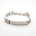 Polished ID Plate Curb Chain Link Bracelet // White