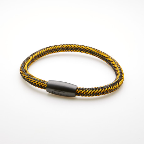 Braided Wire Magnetic Bracelet // Black + Yellow