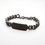Leather ID Plate Curb Chain Bracelet // Black