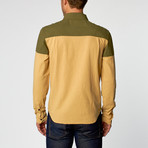 Nasus I Two Tone Button Up // Olive Green + Mellow Yellow (S)