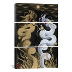 Flying Twin Dragons White & Gold // Triptych