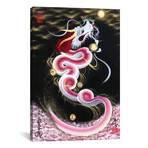 Cherry Blossom Rising Dragon To The Moon // One-Stroke Dragon (18"W x 26"H x 0.75"D)