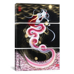 Cherry Blossom Rising Dragon To The Moon // Triptych