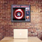 Signed + Framed Collage // Captain America Shield // Stan Lee