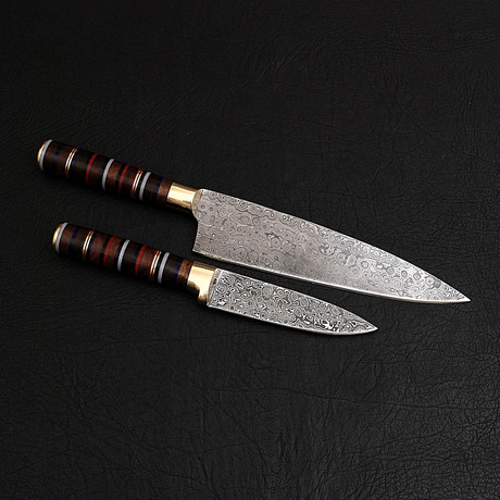 Damascus Chef Knife + Paring Knife // 2 Piece Set // 9855