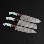 Damascus Chef Knife Set // 3 Piece Set