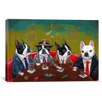 Three Boston Terriers And A French Bulldog // Brian Rubenacker (26"W x 18"H x 0.75"D)