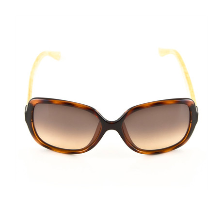 Ferragamo // Rectangle Sunglasses // Havana Yellow + Brown Gradient