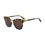 Ferragamo // Rounded Sunglasses // Dark Tortoise + Gold + Gray Gradient